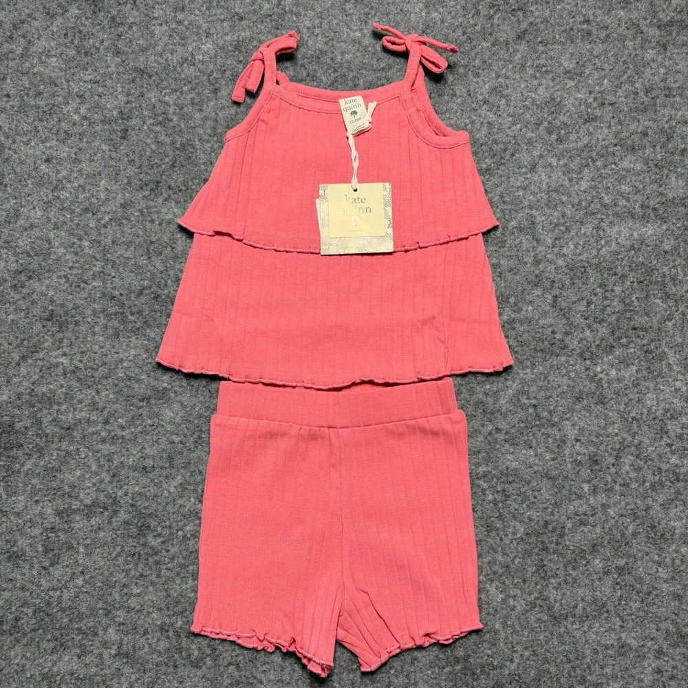 NWT Kate Quinn Short Set 12-18m Wood Rose Ruffle Tie Top Lettuce‎ Shorts